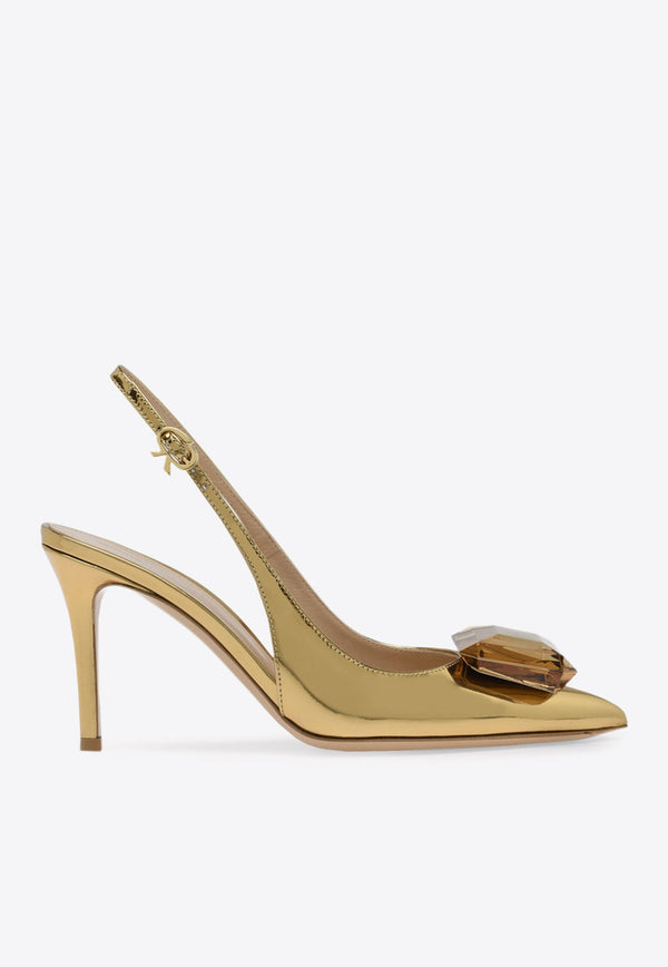 Jaipur 85 Metallic-Leather Slingback Pumps