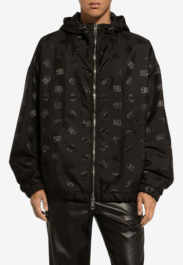 Jacquard Logo Hooded Jacket