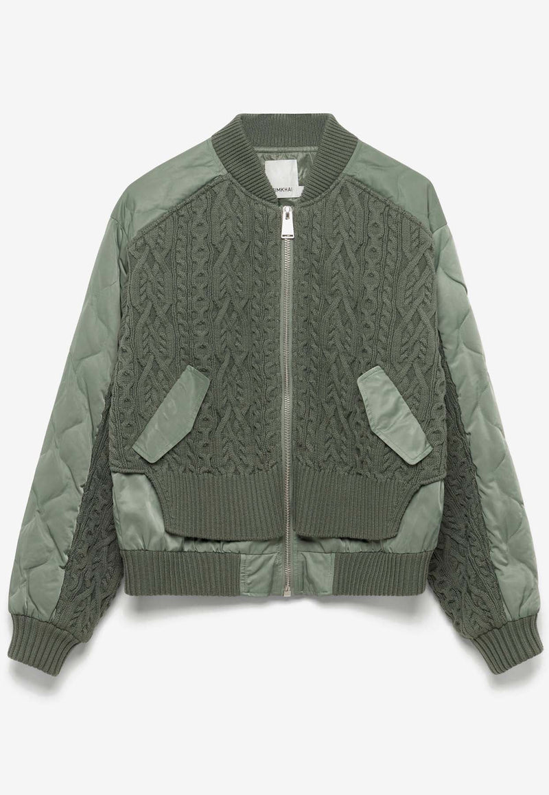 Rollins Knitted Zip-Up Bomber Jacket