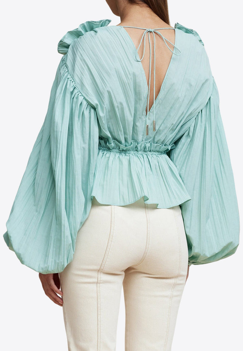 Lyall Puff-Sleeved Cropped Blouse