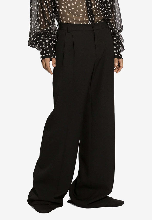 Wide-Leg Tailored Wool Pants