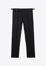 Pinstriped Tailored Wool Pants