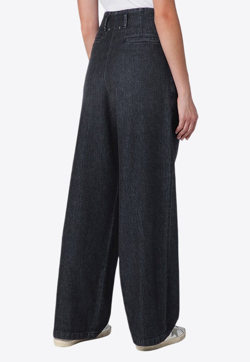 Wide-Leg Washed-Effect Jeans