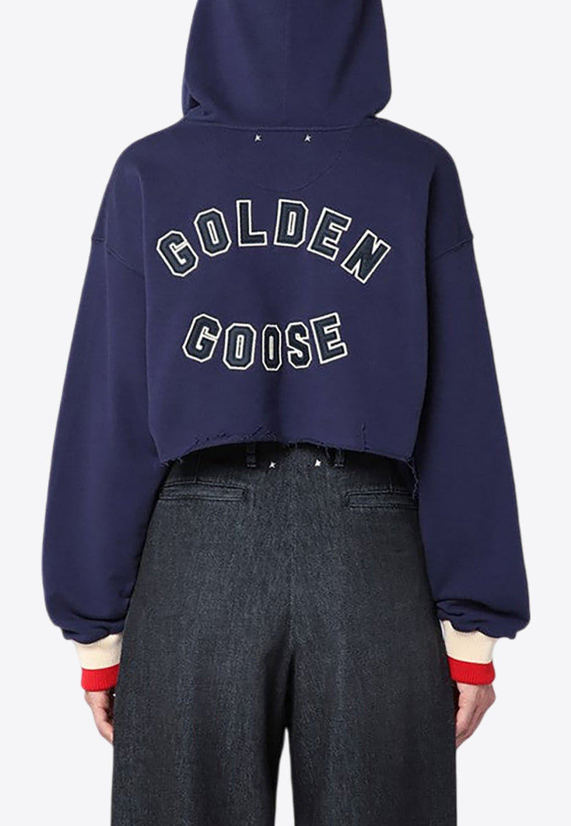 Embroidered Logo Cropped Hoodie