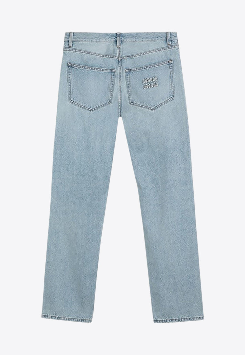 Straight-Leg Washed Jeans