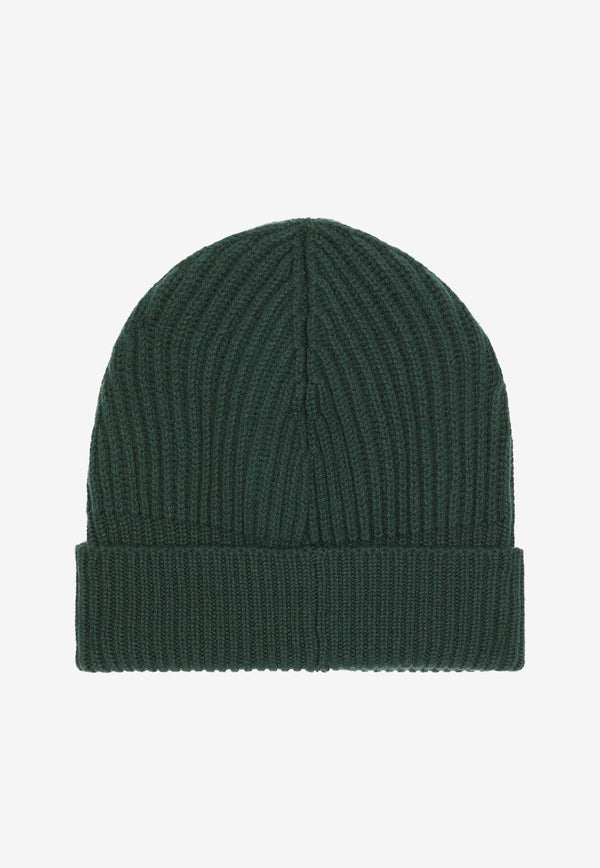 Logo Plaque Ribbed Beanie