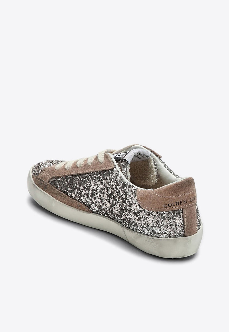 Girls Super-Star Suede and Glitter Sneakers