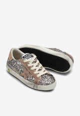 Girls Super-Star Suede and Glitter Sneakers