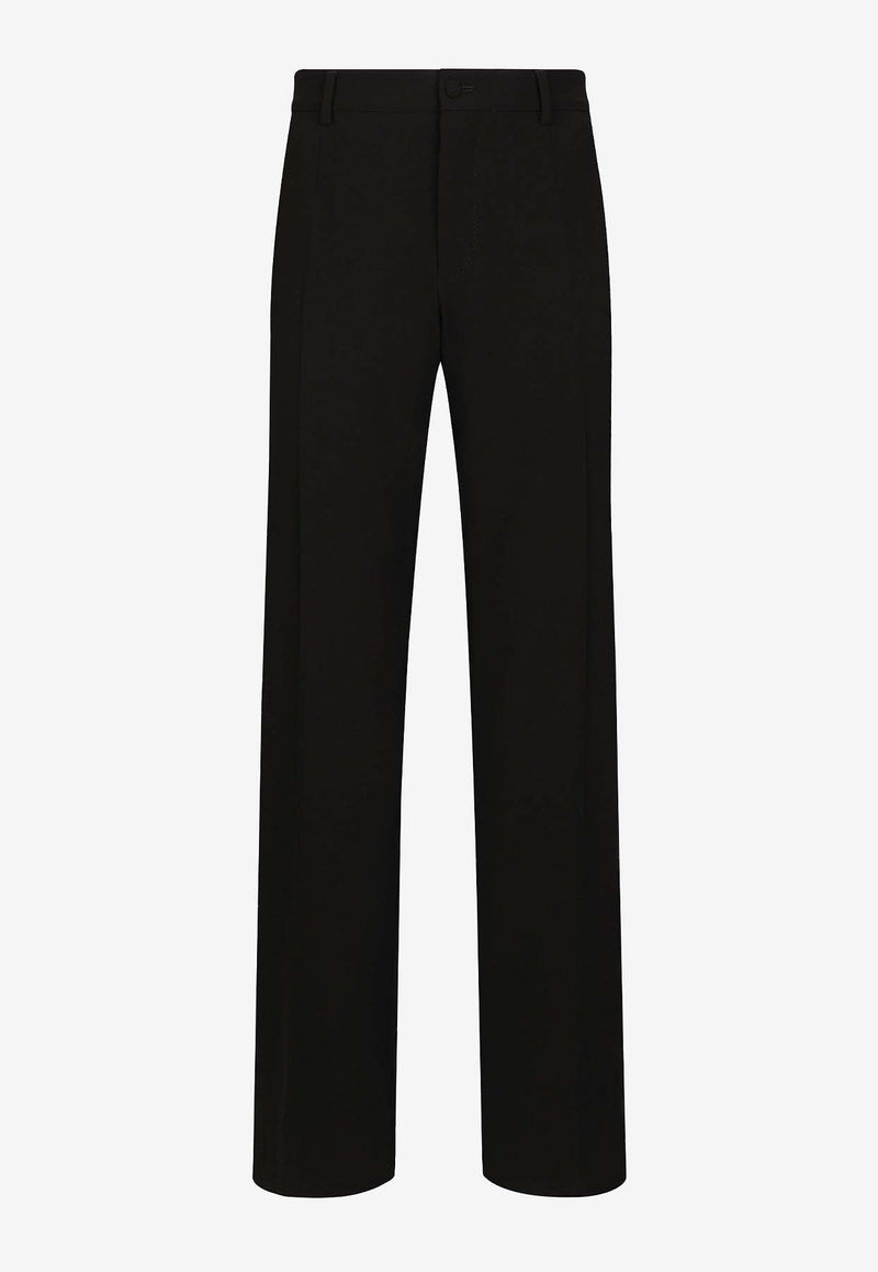 Straight-Leg Tailored Wool Pants