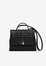 Herbag 31 in Black Toile and Vache Hunter Leather with Gold Hardware