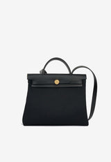 Herbag 31 in Black Toile and Vache Hunter Leather with Gold Hardware