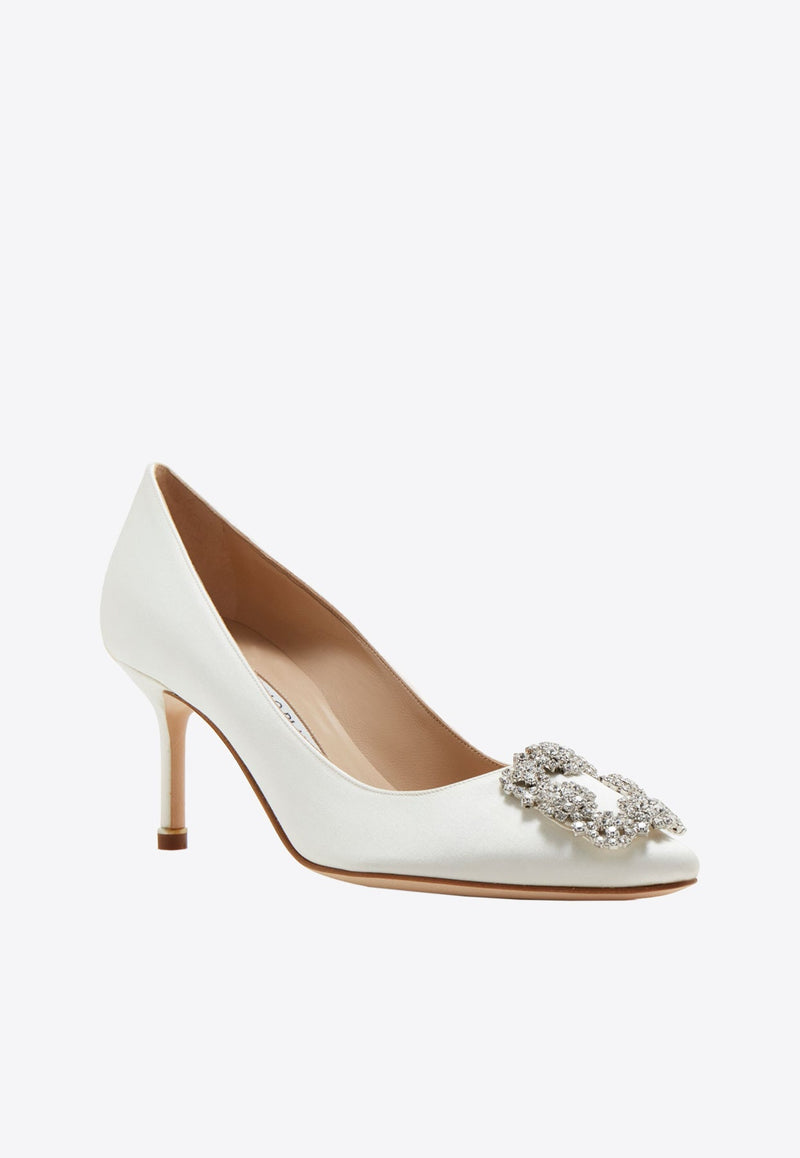 Hangisi 70 CLC Crystal Buckle Satin Pumps