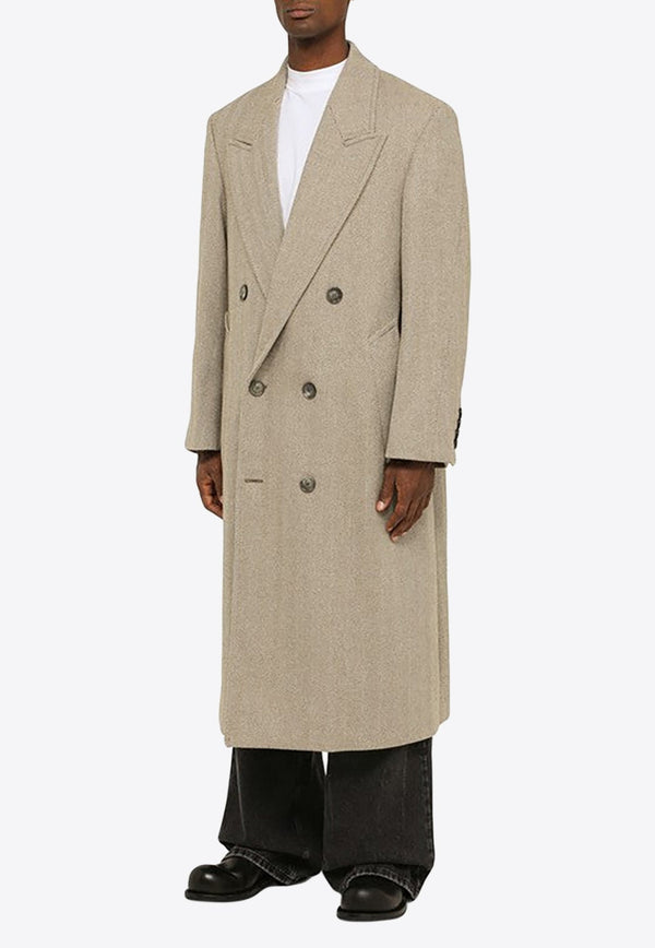 Double-Breasted Long Wool Coat