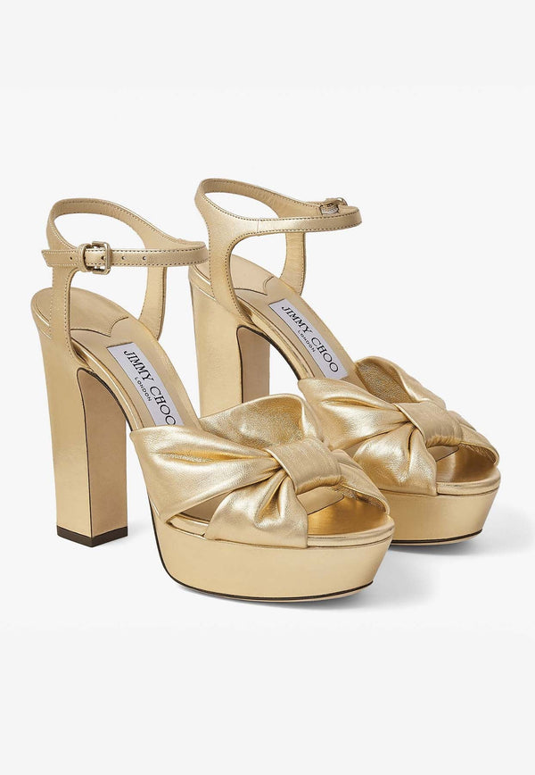 Heloise 120 Platform Sandals in Metallic Nappa Leather