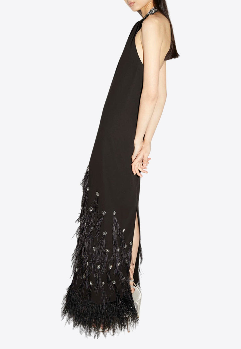 Vic Halterneck Feathered Gown