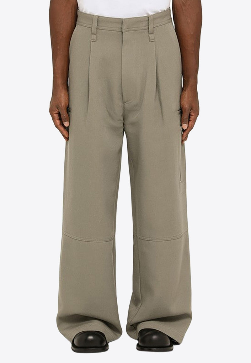 Wide-Leg Wool Cargo Pants