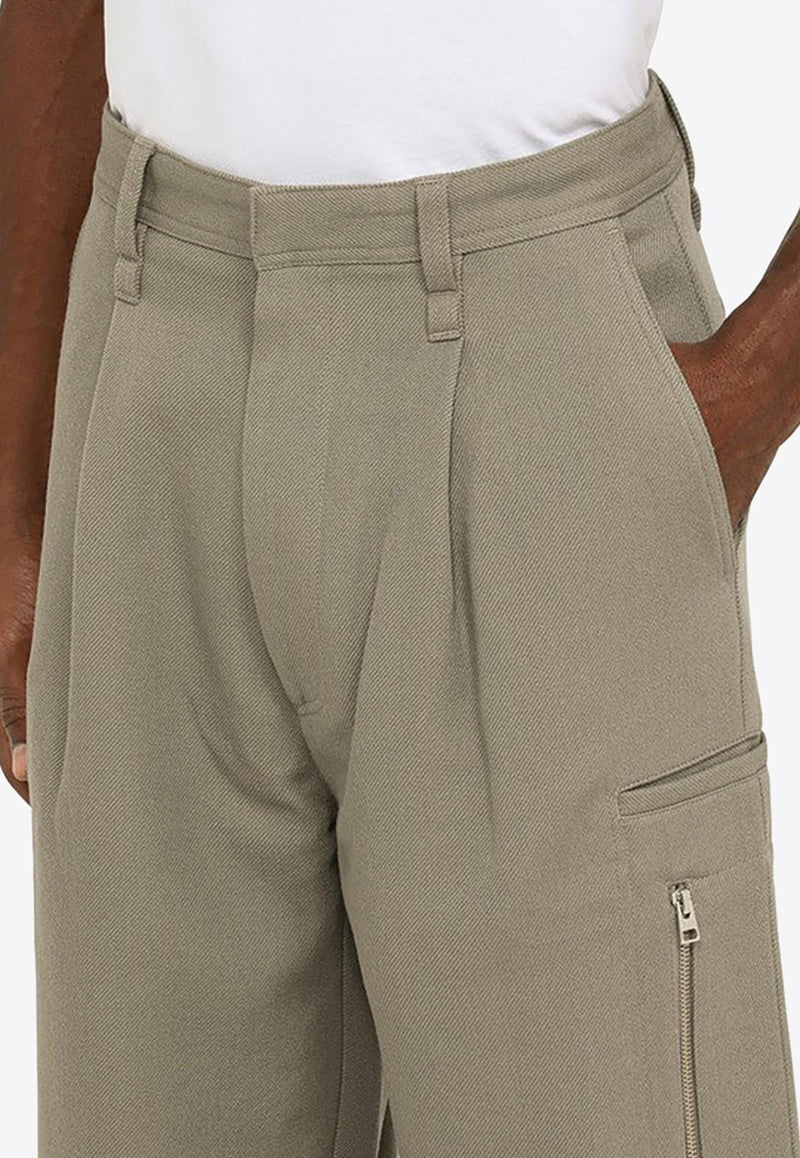 Wide-Leg Wool Cargo Pants