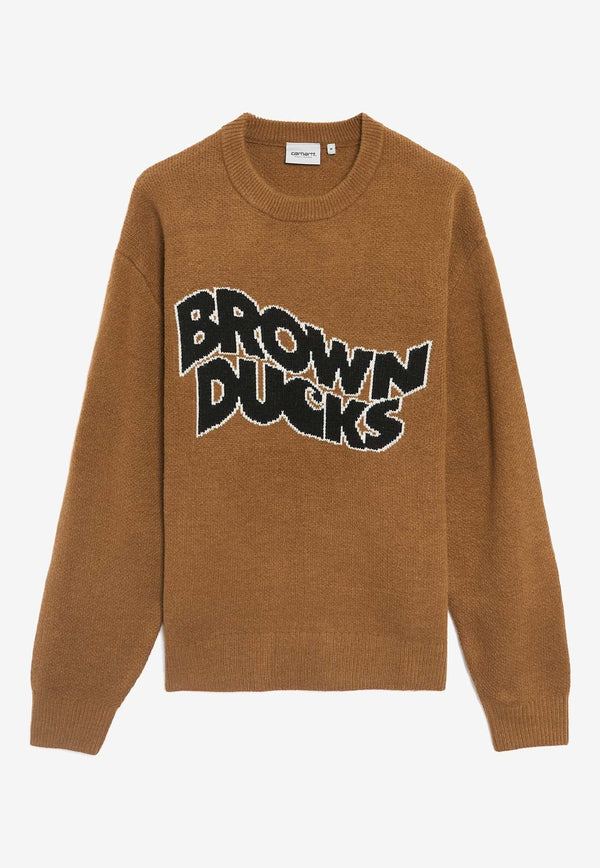 Brown Ducks Intarsia Knit Sweater