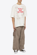 Washed-Effect Drawstring Cargo Pants