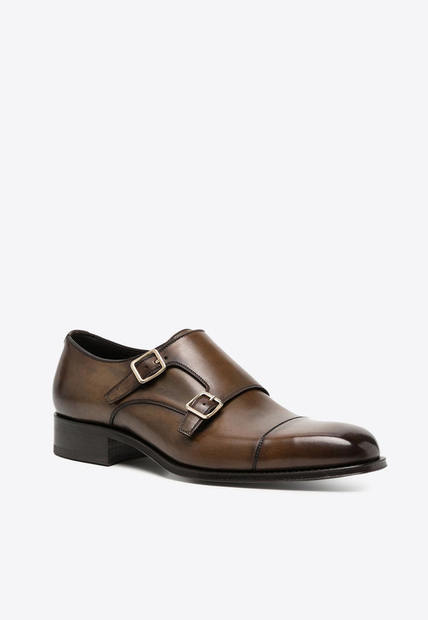 Elkan Leather Monk Strap Shoes