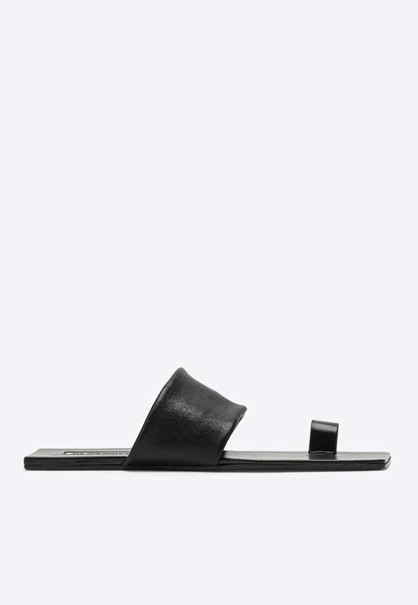 One-Toe Leather Flat Sandals