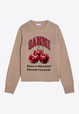 Cherry Print Wool Sweater