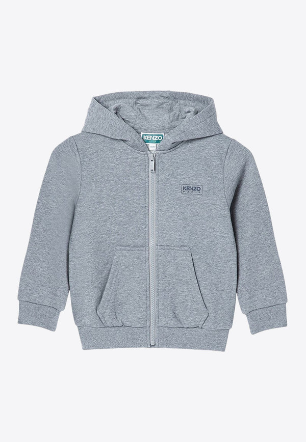 Boys Logo Print Zip-Up Hoodie