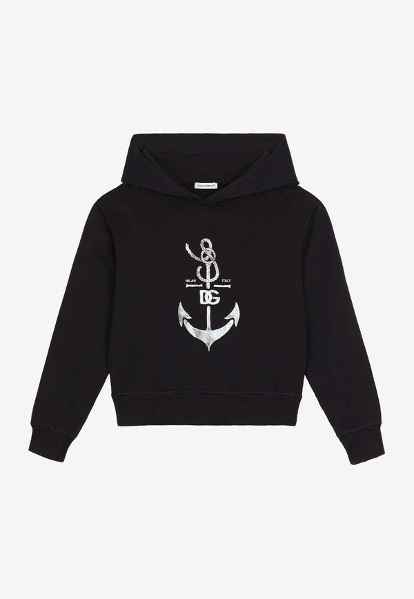 Boys Anchor Print Hooded Sweatshirt