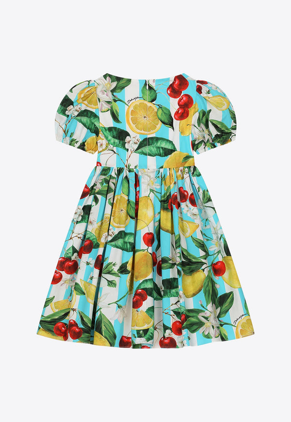 Girls Lemon and Cherry Print Dress