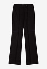 Pin-Tuck Bootcut Zip-Up Pants