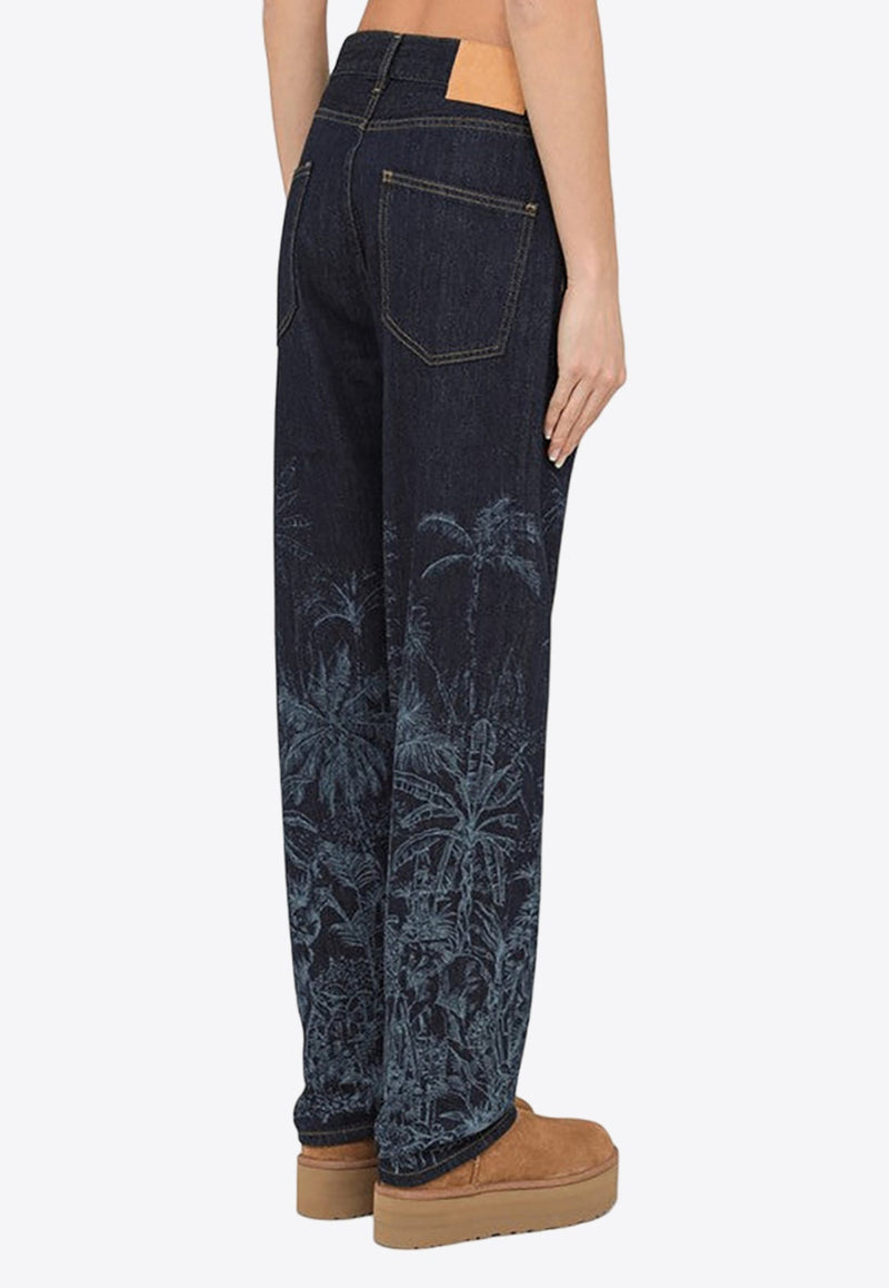 Jungle Toile De Jouy Straight-Leg Jeans