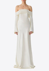 Bianca Off-Shoulder Gloss Satin Bridal Dress