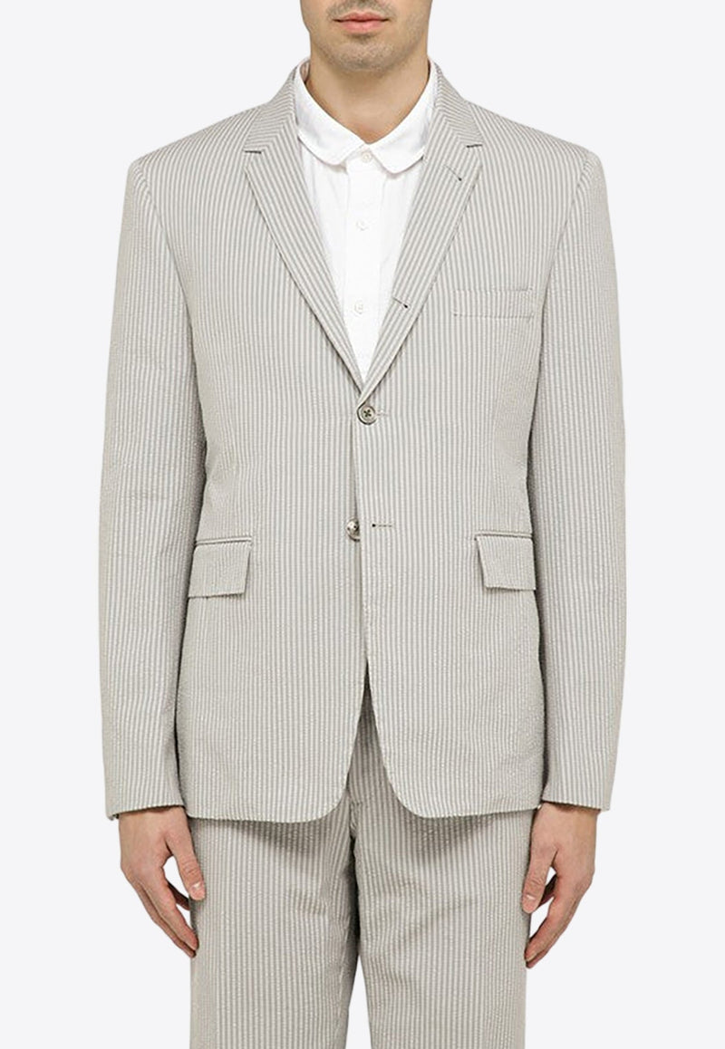 Seersucker Single-Breasted Striped Blazer