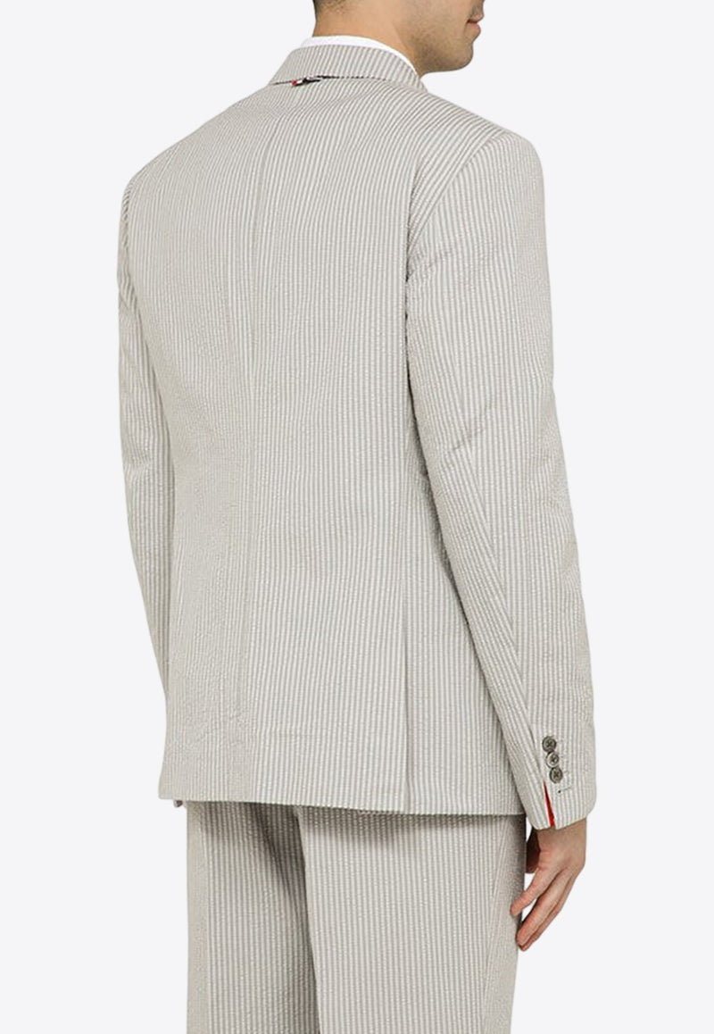 Seersucker Single-Breasted Striped Blazer