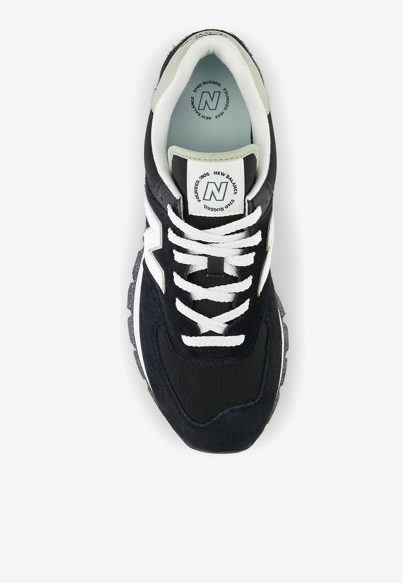 574 Low-Top Sneakers in Black with White