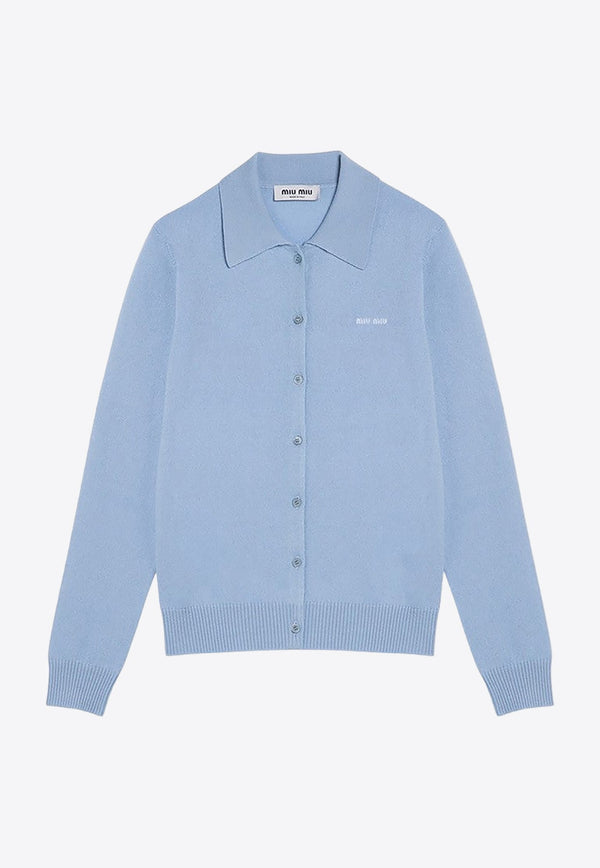 Cashmere Knit Logo Polo Cardigan