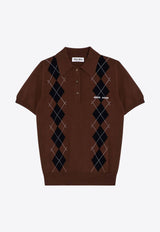 Argyle Intarsia Knit Cashmere Polo T-shirt