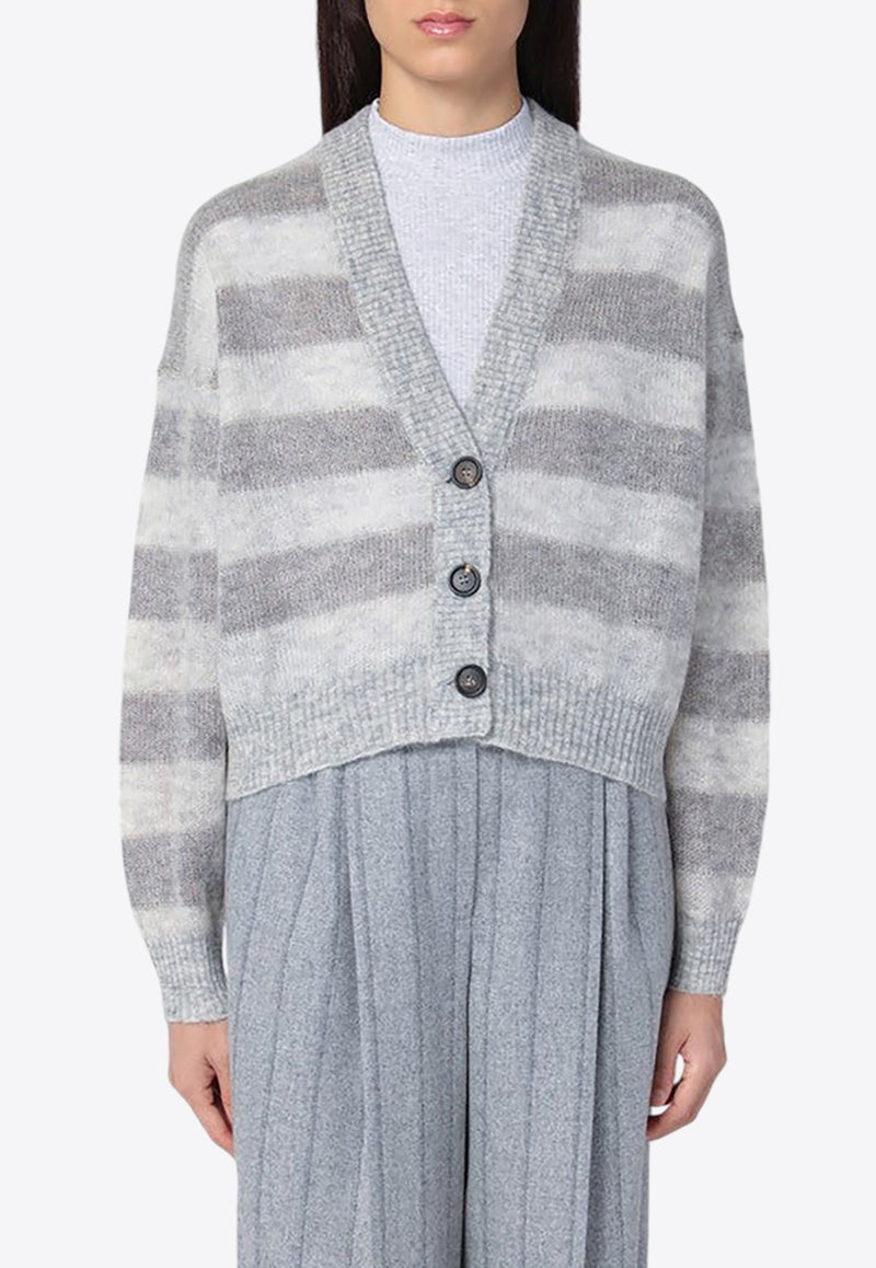 Striped Mohair-Blend Cardigan