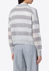 Striped Mohair-Blend Cardigan