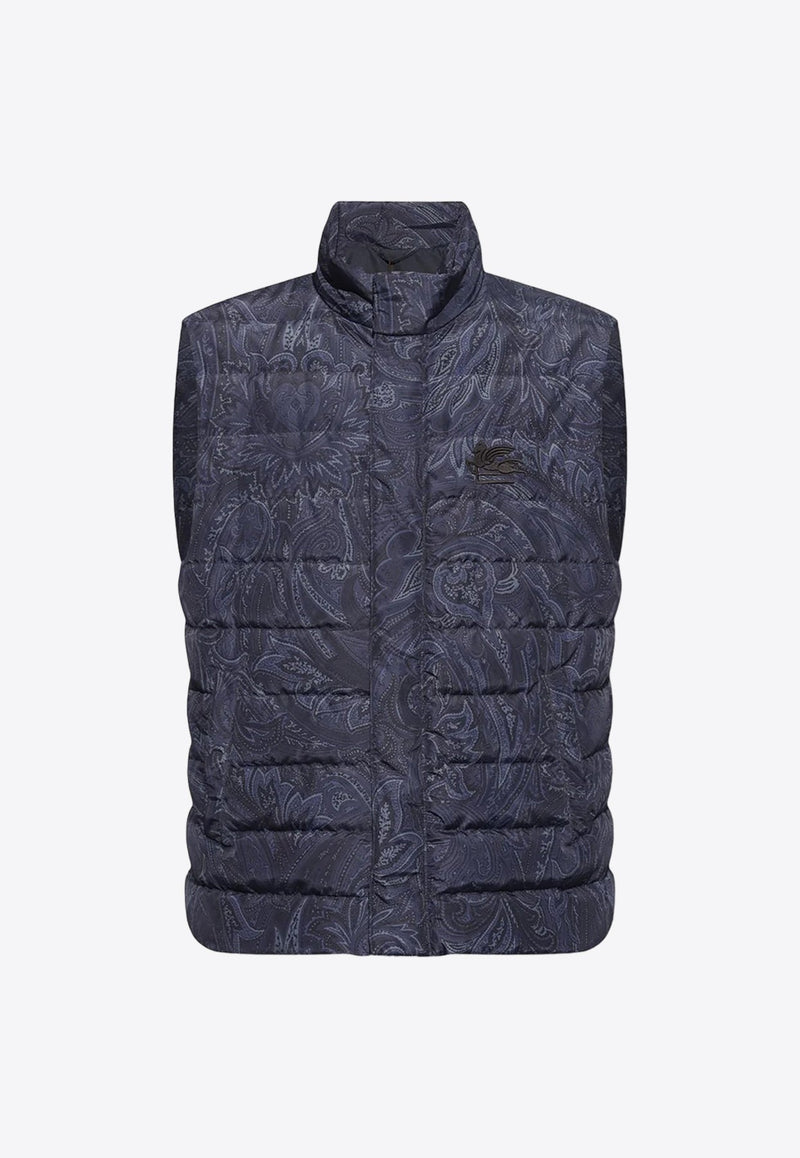 Paisley Print Quilted Down Vest