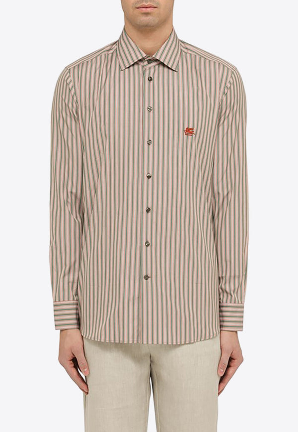 Logo Embroidered Striped Shirt