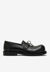 Metal Ring Leather Loafers