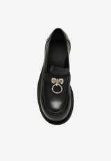 Metal Ring Leather Loafers