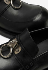 Metal Ring Leather Loafers