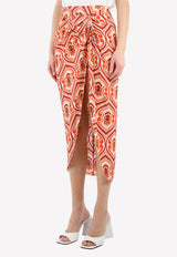 Geometric Print Sarong Skirt