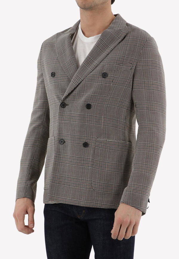 Double-Breasted Glen Plaid Wool Blazer