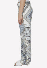 Paisley-Print Straight-Leg Pants