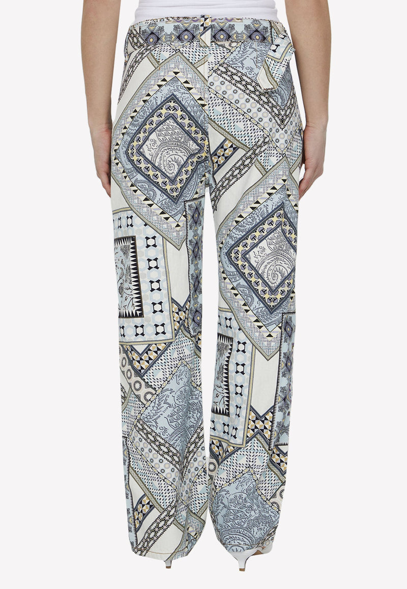 Paisley-Print Straight-Leg Pants