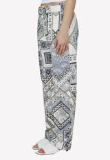 Paisley-Print Straight-Leg Pants