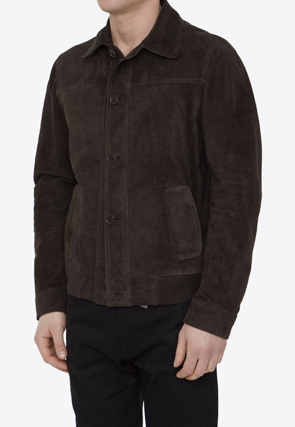 Suede Leather Buttoned Jacket
